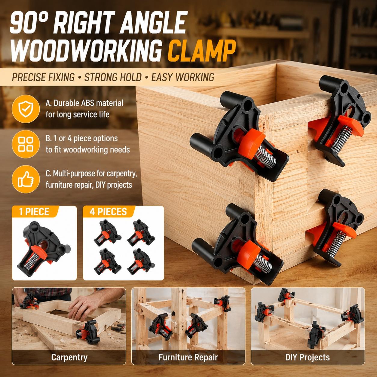 Woodworking And Carpentry - 프리미엄 목공용 90도 직각 코너 클램프