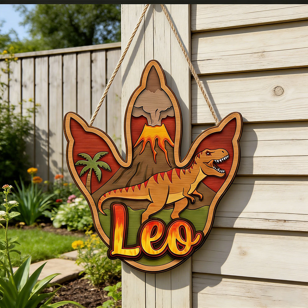Woodworking For Beginners - 맞춤형 3D 티라노사우루스 이름 목재 벽걸이