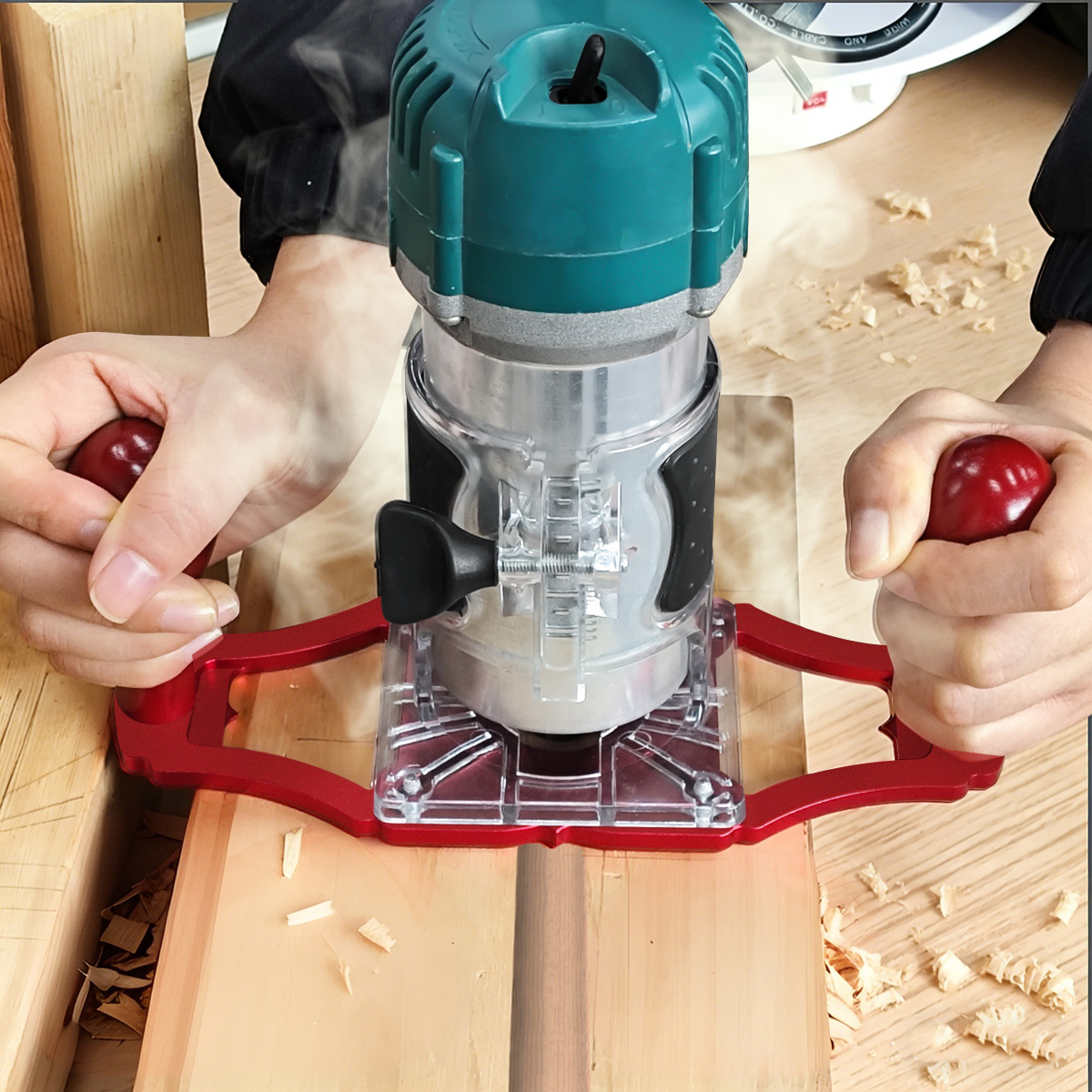 핸들이 있는 라우터 베이스 및 중심선 포인터, 그루빙, - Woodworking And Carpentry 리뷰 및 가격